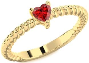 Ruby Gold Heart Promise Ring