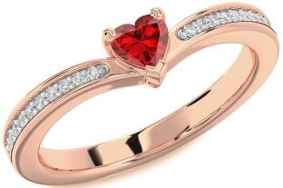 Diamond Ruby Rose Gold Heart Pave Promise Ring