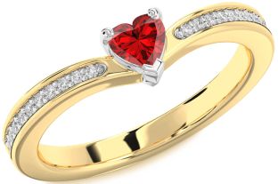 Diamond Ruby Platinum & Yellow Gold Heart Pave Promise Ring