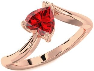 Ruby Rose Gold Silver Heart Solitaire Engagement Ring