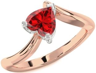 Ruby Rose Gold Silver Heart Solitaire Engagement Ring
