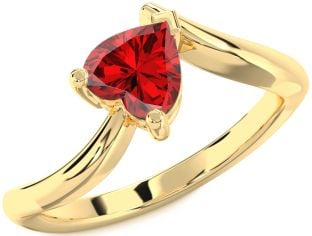 Ruby Gold Heart Solitaire Engagement Ring