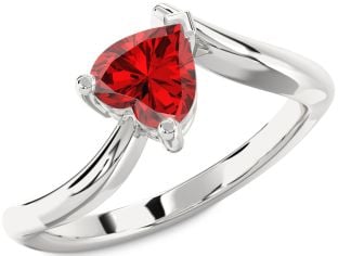 Ruby Platinum Heart Solitaire Engagement Ring