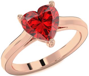 Ruby Rose Gold Heart Solitaire Engagement Ring