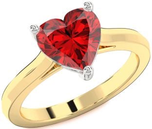 Ruby Platinum & Yellow Gold Heart Solitaire Engagement Ring