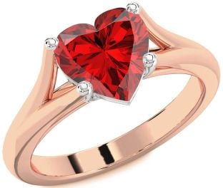 Ruby Platinum & Rose Gold Heart Solitaire Engagement Ring