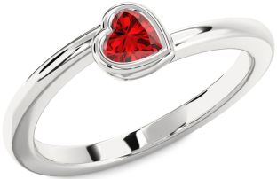 Ruby Platinum Heart Promise Ring
