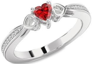 Diamond Ruby Platinum Heart Promise Ring