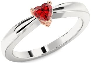 Ruby Silver & 10K Rose Gold Heart Promise Ring