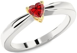 Ruby Platinum & Yellow Gold Heart Promise Ring