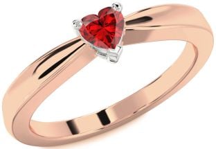 Ruby Platinum & Rose Gold Heart Promise Ring