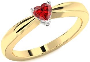 Ruby Platinum & Yellow Gold Heart Promise Ring