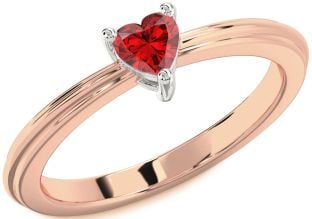 Ruby Platinum & Rose Gold Heart Promise Ring