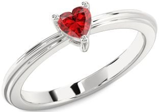 Ruby Platinum Heart Promise Ring