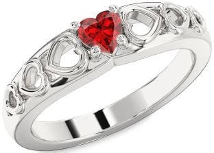 Ruby Platinum Heart Promise Ring