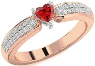 Diamond Ruby Platinum & Rose Gold Heart Pave Promise Ring