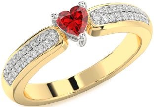 Diamond Ruby Platinum & Yellow Gold Heart Pave Promise Ring