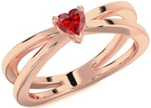 Ruby Rose Gold Silver Heart Promise Ring