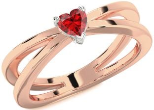 Ruby Platinum & Rose Gold Heart Promise Ring