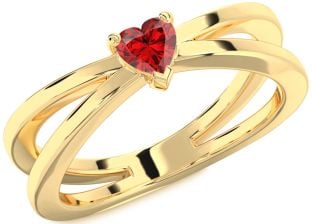 Ruby Gold Silver Heart Promise Ring