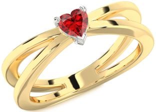 Ruby Platinum & Yellow Gold Heart Promise Ring