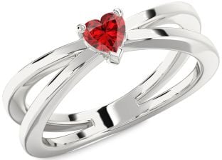 Ruby Platinum Heart Promise Ring