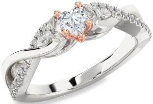 Diamond Platinum & Rose Gold Heart Infinity Promise Ring