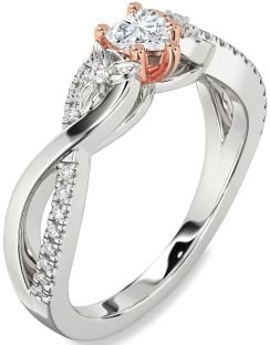 Diamond Platinum & Rose Gold Heart Infinity Promise Ring