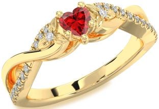 Diamond Ruby Gold Silver Heart Infinity Promise Ring
