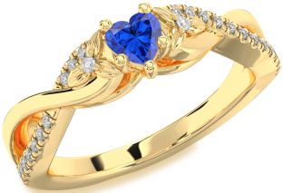 Diamond Blue Sapphire Gold Heart Infinity Promise Ring