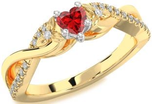 Diamond Ruby Platinum & Yellow Gold Heart Infinity Promise Ring