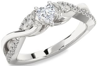 Diamond Silver Heart Infinity Promise Ring