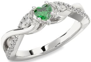 Diamond Emerald Platinum Heart Infinity Promise Ring