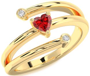 Diamond Ruby Gold Heart Promise Ring