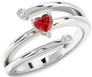 Diamond Ruby Platinum Heart Promise Ring