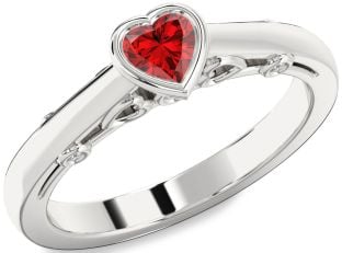 Diamond Ruby Platinum Heart Promise Ring