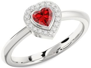 Diamond Ruby Platinum Heart Promise Ring