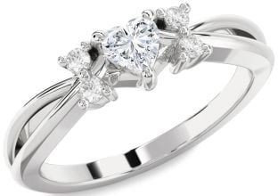 Diamond Silver Heart Promise Ring