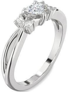 Diamond Silver Heart Promise Ring