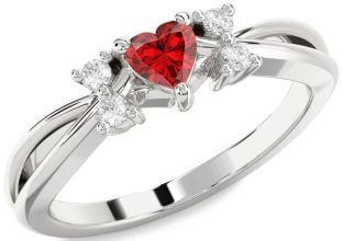 Diamond Ruby Platinum Heart Promise Ring