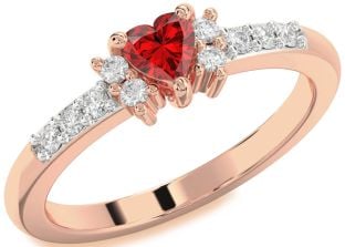 Diamond Ruby Rose Gold Heart Promise Ring
