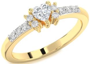 Diamond Gold Silver Heart Promise Ring