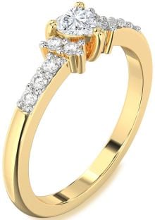 Diamond Gold Silver Heart Promise Ring