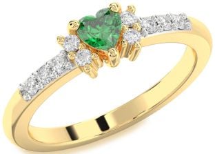 Diamond Emerald Gold Heart Promise Ring