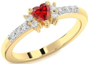Diamond Ruby Gold Heart Promise Ring