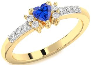 Diamond Blue Sapphire Gold Silver Heart Promise Ring