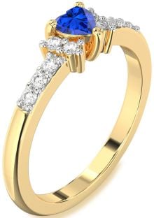 Diamond Blue Sapphire Gold Silver Heart Promise Ring