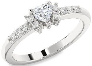 Diamond Silver Heart Promise Ring