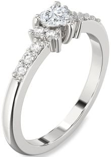 Diamond Silver Heart Promise Ring