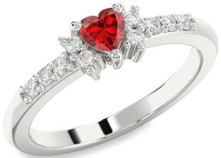 Diamond Ruby Platinum Heart Promise Ring